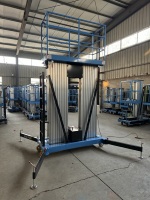 Plateforme de travail aérienne mobile hydraulique Berui SJYL0.15-4 à double mât en aluminium, hauteur de travail 12m, capacité 150kg