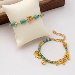 Elegant Vintage Turquoise Beaded <b>Bracelet</b> for Women High-End Stainless Steel Light Luxury Trendy Versatile Exquisite Layered - Product Image 5