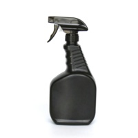 Flacon pulvérisateur en plastique avec déclencheur de pulvérisation, flacon pulvérisateur carré en plastique noir de 16 oz
