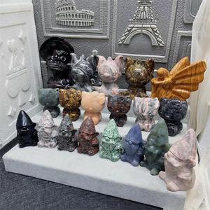 Artigianato naturale <span class=keywords><strong>di</strong></span> alta qualità che intaglia la pietra della figurina della fata del gufo nano del gattino <span class=keywords><strong>di</strong></span> cristallo animale per la decorazione domestica - Product Image 5