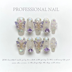 Nuevo Producto Lanzado, <span class=keywords><strong>Uñas</strong></span> Artesanales Tridimensionales con Mariposas y Rosas Negras, Estilo Juvenil, Oscuro y Dulce - Product Image 3