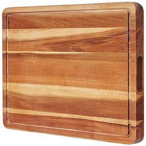 Planche à découper en bois d'acacia épaisse et grande, avec rainure pour les jus et poignée, idéale pour la gravure au laser - Product Image 1