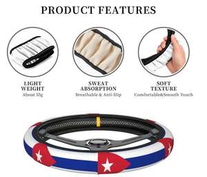 Housse <span class=keywords><strong>de</strong></span> volant <span class=keywords><strong>de</strong></span> voiture universelle personnalisée avec impression élastique, motif drapeau cubain - Product Image 5
