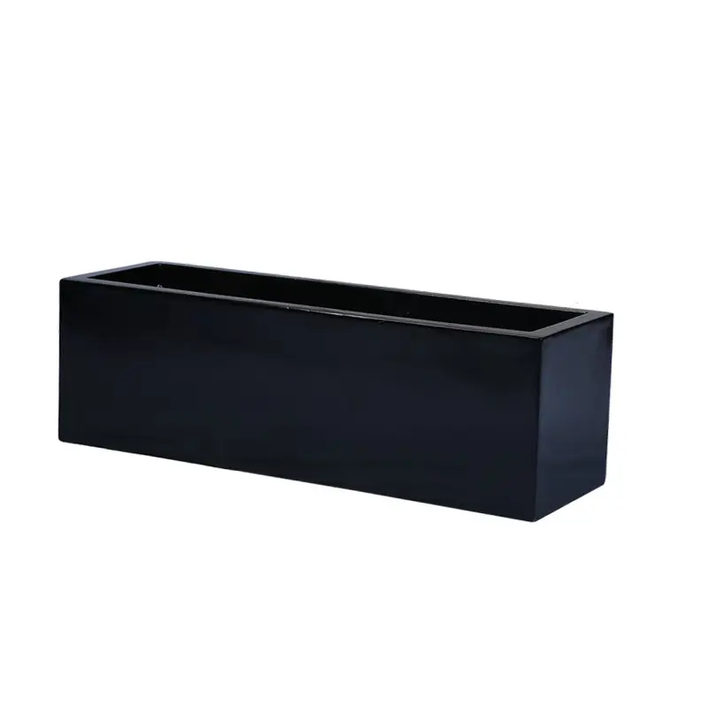 Factory Outlet Customization Large Rectangular Outdoor Black White Fiberglass Hotel Garden Planter Flower Trough Pot Box