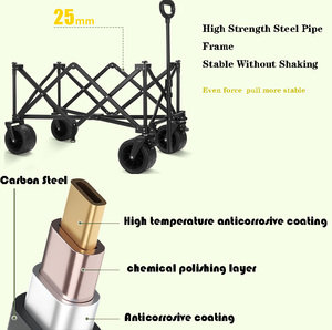 600D 옥스포드 패브릭 접이식 캠핑 왜건, 모래 큰 바퀴용 이동식 테이블 비치 카트가 있는 330L 대용량 유틸리티 카트 - Product Image 6