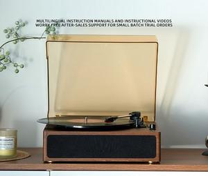 Tocadiscos de Vinilo Retro Vintage de Madera con Tira LED, Reproductor de LP con Iluminación Ambiental BT - Product Image 3