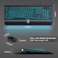 Clavier et souris filaires OEM ODM, clavier rétroéclairé à grandes touches lumineuses, clavier filaire silencieux USB et souris optique pour Wi-Fi