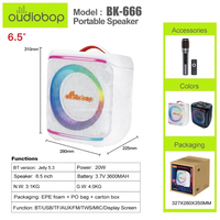 Enceinte portable avec poignée, lumières annulaires RGB, LED à changement de couleur, enceinte sans fil pour fêtes à domicile, camping, pique-nique, bureau
