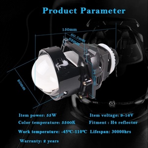 Auto Headlight Assembly Light Source Sanvi Super Bright S9 3 Inch <b>H4</b> H7 Auto Bi-led Projector Lens Headlight Automotive Headlamp - Product Image 4