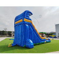 Château gonflable géant pour adultes, toboggan aquatique tropical avec piscine, jeu gonflable pour fêtes en plein air