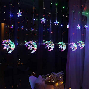<span class=keywords><strong>LED</strong></span> Lune étreignant les étoiles Rideaux lumineux colorés Décoration intérieure Étoiles à cinq branches Guirlande lumineuse festive <span class=keywords><strong>de</strong></span> Noël - Product Image 2