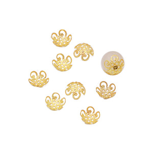 ฝาครอบลูกปัดรูปดอกไม้ทองเหลืองชุบทอง 14K ดีไซน์กลีบดอกฉลุลายทอง 18K สำหรับทำสร้อยข้อมือ อุปกรณ์ตกแต่งเครื่องประดับ - Product Image 4