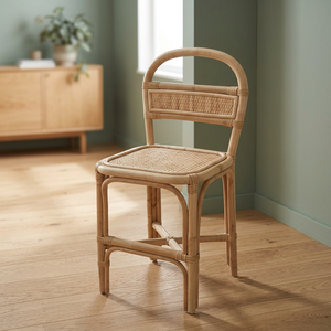 Silla Infantil de Ratán Nhat Minh, Respaldo Sólido, Asiento Cuadrado, Estilo Rústico para Interiores, Muebles Infantiles Duraderos - Product Image 4