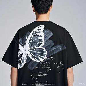 Conjuntos de Camisetas Personalizadas para hombre Fabricante Fábrica Coton Dtg Shirt Printing Plane Boxy Fit Vintage Us Camisetas de gran tamaño para hombre - Product Image 3