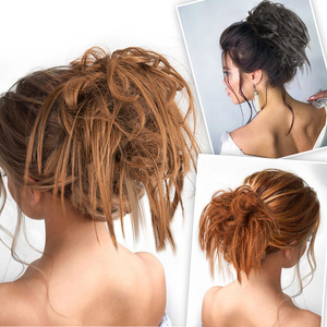 Banda elástica rizada barata para mujer, postizos de alta calidad, pelo sintético, moño desordenado - Product Image 6