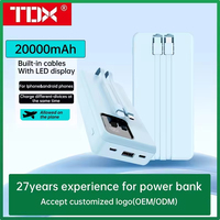 Banque d'alimentation TDX X-201C 20000mAh haute capacité avec écran LED, logo personnalisé, charge portable pour chargeur de batterie Micro USB