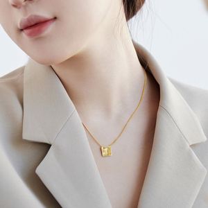 Dylam 18K Gold Plated S925 Silver Dainty Necklace Empty Square Pendant Necklace Link Chain Necklace for Women Jewelry <b>Gifts</b> - Product Image 3