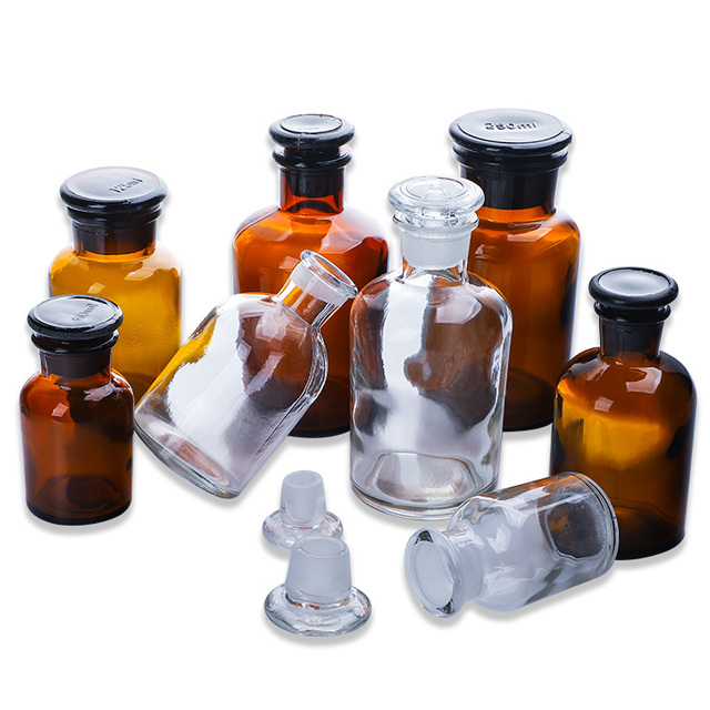 Factory Price Customization Borosilicate Glass Wide Mouth Reagent Bottles 60ml-250ml Capacity Laboratory Glassware