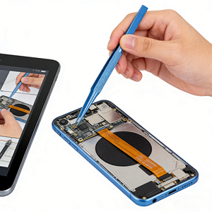 คีมซ่อมโทรศัพท์มือถือ ไทเทเนียมอัลลอย 0.15 มม. คีมจับลวดสำหรับงานซ่อมจุลทรรศน์ คีมบัดกรีลายนิ้วมือ คีมตรง/โค้ง คีมสำหรับงานเชื่อมสายไฟ - Product Image 1