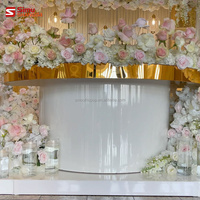 Table à gâteau demi-ronde moderne en acrylique doré pour événements de mariage, banquets, utilisation en extérieur et hôtels