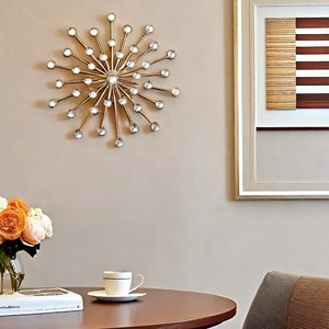 Décoration murale moderne en fer étoilé, art métallique en strass, doré, à suspendre, pour salon et entrée - Product Image 6