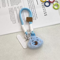 Lanière de téléphone portable en polyester à fourrure douce Capybara, pendentif en peluche, design anime, porte-clés dessin animé, bracelet tressé à la main