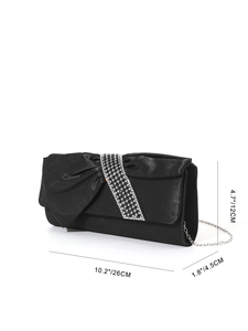 Pochette de Soirée Carrée Élégante en Satin avec Nœud Papillon, Perles et Strass, Collection 2025 – Nouveauté Designer Haut de Gamme pour Demoiselle d'Honneur et Mariage - Product Image 6