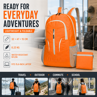 Mochila Plegable Personalizada con Compartimento para Portátil de 15.6 Pulgadas, Ligera, Resistente al Agua y Reflectante, para Viajes, Aire Libre, Trabajo y Escuela