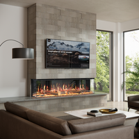 Cheminée électrique virtuelle 3D de luxe haut de gamme avec télécommande, Wi-Fi, étincelles, USB et écran LCD, 65'' et 75''