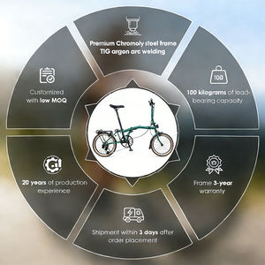 Bicicleta Plegable de 16 Pulgadas con Cuadro de Acero Cromado, Triple Plegado, 9 Velocidades, Ligera, con Frenos V, para Adultos, OEM de Fábrica, en Stock - Product Image 3