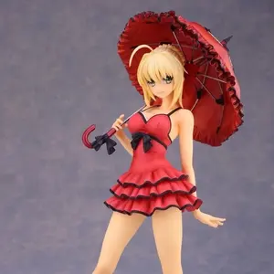 Alphamax Fate Extra Nero Swimming dress with Umbrella Red Saber PVC Figure Collectible Model Toy 25cm