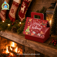 Coffret Cadeau de Noël Rouge et Vert pour Friandises – Boîte Rigide en Carton pour Bonbons, Nougats et Maison en Pain d'Épices