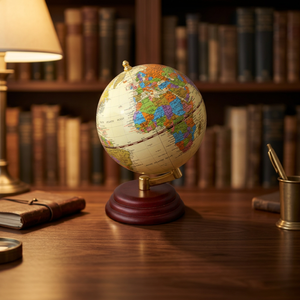 Globo Terráqueo de Escritorio Tradicional con Diseño Giratorio para Fines Educativos, con Mapa del Mundo sobre Base de Madera y Estilo Clásico - Product Image 2
