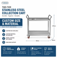 Troli Sampah Stainless Steel 201/304 Heavy Duty dengan Inlet Independen, Ukuran Dapat Disesuaikan untuk Dapur Hotel Komersial, Tempat Sampah Bergerak