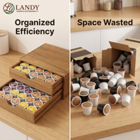 Boîte à capsules de café en bois de luxe Landy à double tiroir, grande capacité, organisateur de dosettes de café, vente en gros, fournisseur d'usine