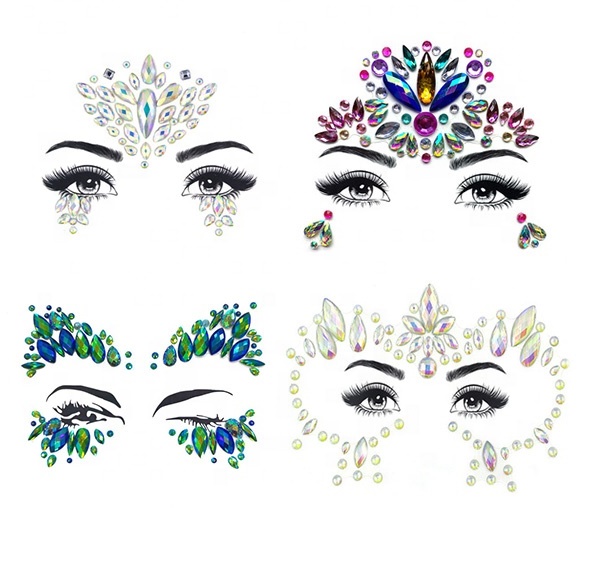 Экологичная наклейка с кристаллами для лица, ювелирные изделия, драгоценные камни для тела, временная татуировка, наклейка