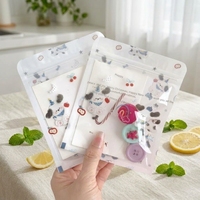 Pochette en plastique refermable avec fermeture éclair, imprimé chien de dessin animé mignon, fenêtre transparente, pour papeterie, autocollants, bijoux, petits cadeaux