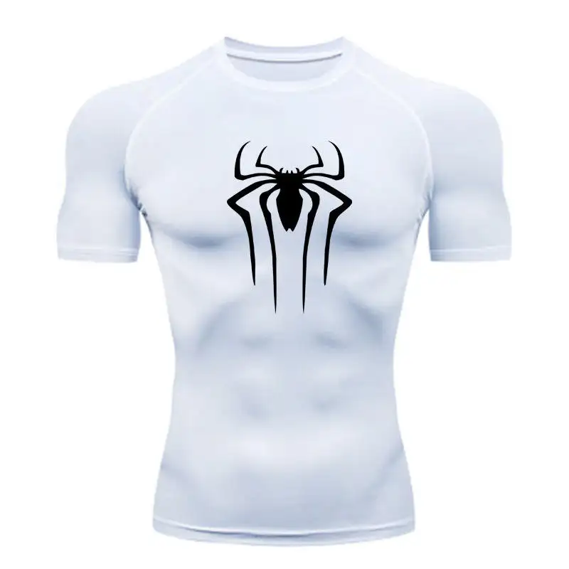 Camiseta de compressão para treino de poliéster e elastano, camiseta esportiva esportiva de secagem rápida para academia, compressão respirável