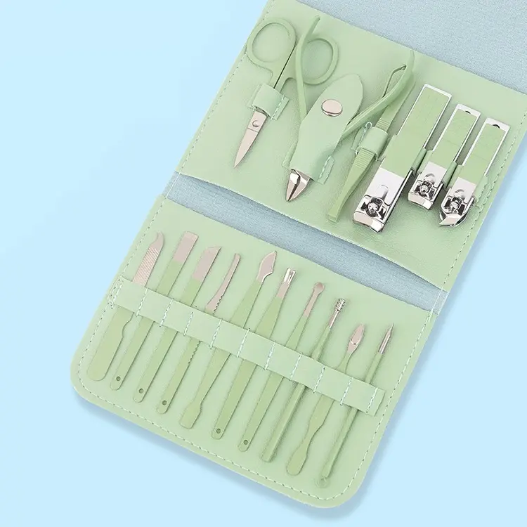 Ferramenta profissional de cuidados pessoais em aço inoxidável unha tesoura cortador conjuntos manicure set nail clippers pedicure kit -16 peças
