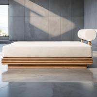 Ensemble de mobilier d'extérieur en bois massif, style très demandé en usine, chaise longue de luxe en teck pour patio, lit double de jardin pour hôtel et villa