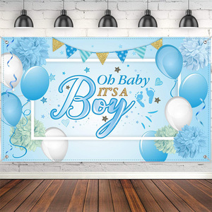 Baby Party Hintergrund Dekoration Baby Dusche Banner Hintergrund geeignet für Baby Willkommen Party liefert für Jungen - Product Image 1