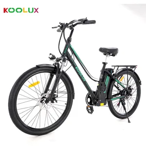 KOOLUX Custom Logo Luftreifen 26 Zoll Stadt Elektro fahrrad 36V 11.2Ah Langstrecken 35-80km billige Elektro fahrräder für Erwachsene