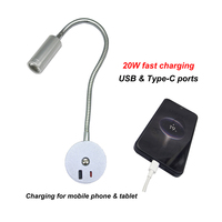 Lampe intérieure LED DC12V-24V à intensité variable tactile, flexible, col de cygne, pour caravane, camping-car, bateau, température de couleur 3000K/4000K/6000K