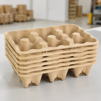 Plateau à boissons compostable en pulpe pour 6 gobelets, empilable, jetable, pour la restauration, vente en gros, support de gobelets d'usine