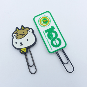 Custom Cute Cartoon Student Stationery Soft Silicone PVC Rubber Bookmark U Clips Book Accessories Multi-purpose Paper Clips Pin