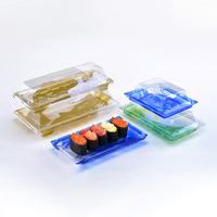 Boîte à sushi japonaise translucide à motifs, de taille variée, personnalisable en usine, conteneur à sushi rectangulaire en plastique jetable C