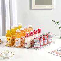 Vente en gros plastique transparent Congélateur Soda Canettes de bière Porte-boisson Boîte de rangement Distributeur Bacs Réfrigérateur Organisateur de boissons