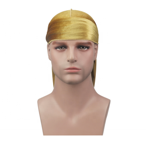 Super Promotion vente en gros, Turban en soie de qualité personnalisée pour hommes, bandeau de styliste en velours avec Logo unisexe <span class=keywords><strong>Durag</strong></span> - Product Image 2