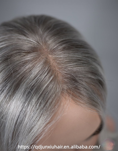 Topper capillaire en <span class=keywords><strong>cheveux</strong></span> humains ondulés Ombré Gris Cendré Argenté Slavic Beauty, avec base en dentelle respirante et aspect naturel, pour <span class=keywords><strong>cheveux</strong></span> clairsemés - Product Image 5
