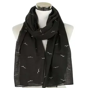 china wholesale cute small sea gull polyester long scarf for women